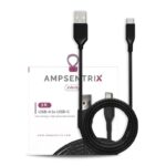 3 FT USB Type C TO USB Type A Cable (Ampsentrix) (Infinity) (Black)