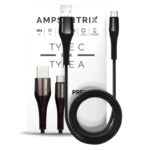 3 FT USB Type C TO USB Type A Cable (Ampsentrix) (Alpha) (Black)