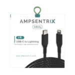 3 ft Non-MFI Lightning to USB Type C Cable (AmpSentrix) (Matrix) (Black)