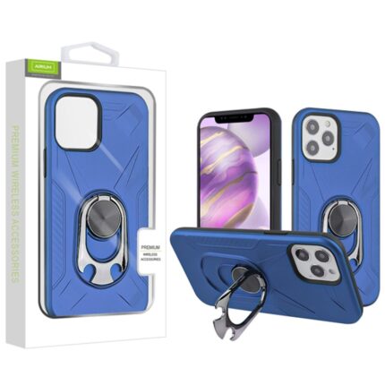 Airium Hybrid Protector Case (with Ring Holder Kickstand Bottle) for Apple iPhone 12 Pro Max (6.7) - Ink Blue / Black
