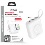 MyBat 10000mAh PowerLoop Power Bank with USB-C Cable & Watch Charger (White)