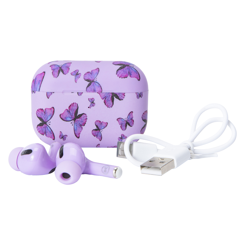195207133771 Aura True Wireless BT Earbuds (Purple Butterfly) - Image 1